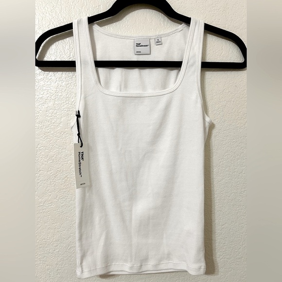 White Homestretch Squareneck Tank - Picture 1 of 4